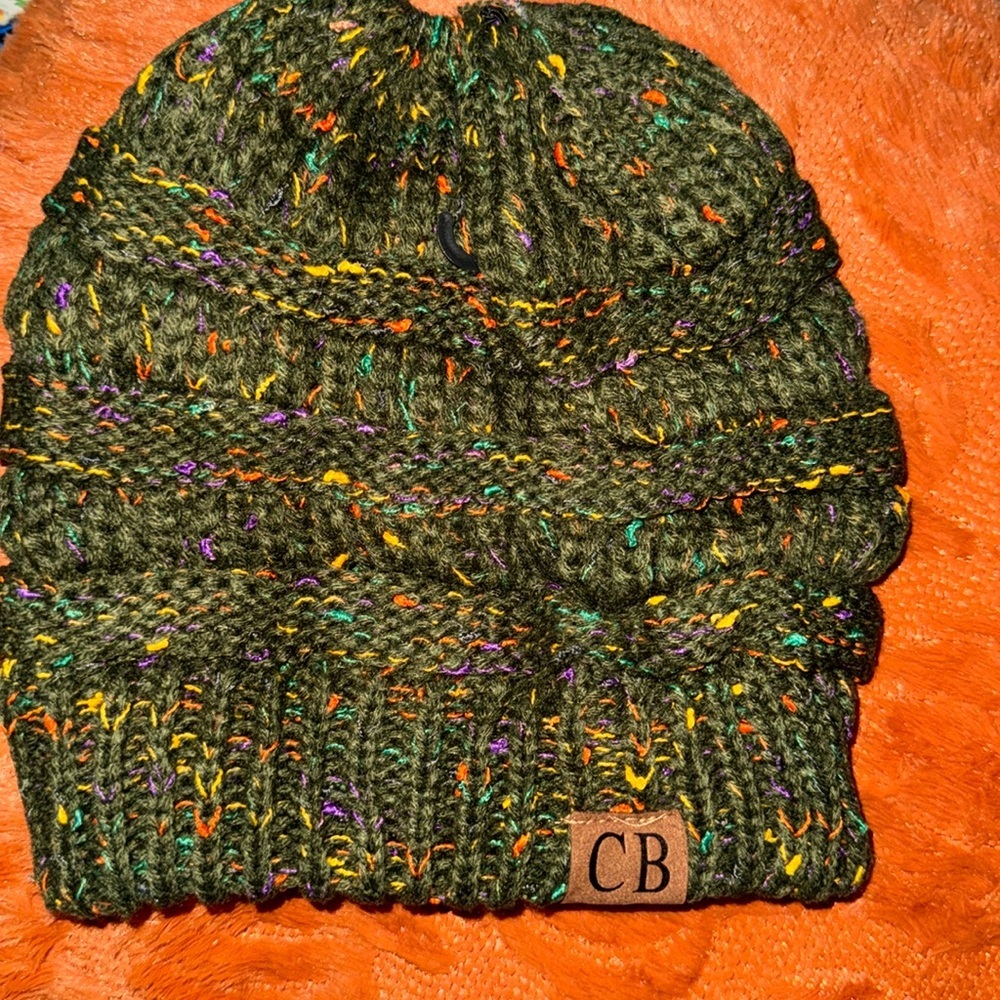 KNITTED BEANIE Ribbed Confetti Knit Beanie‎ Tail Hat for Adult (MB-33)